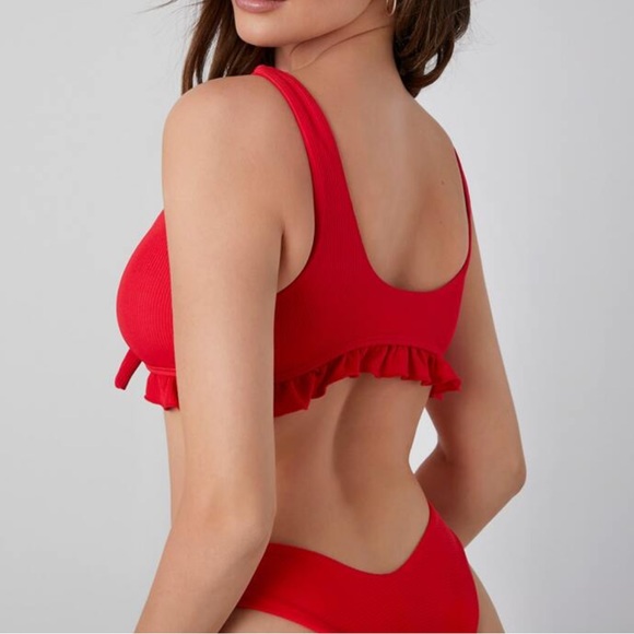 Rib Ruffle Knot Front Bikini Swimsuit - Picture 3 of 8